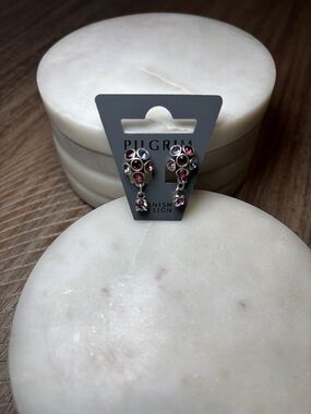 190 Pilgrim Pink and Blue Crystal Cluster Drop Earrings